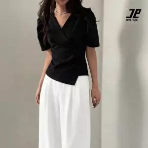 2026 프렌치 스타일 쉬폰 셔츠 여름 페미닌 주름 디테일 셔츠
