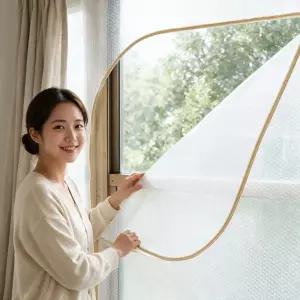 창문 단열 투명 방풍비닐 겨울 외풍 차단 필름 틈새 보수 비닐