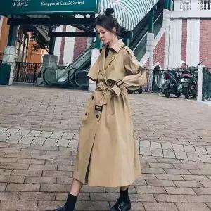 여성 간절기 벨트 롱 더블버튼 오버핏 트렌치 아우터 캐주얼 정장 면접 데일리