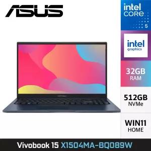 ASUS 비보북 15 X1504MA-BQ089W Core5 315 비즈니스 학업용 휴대용 노트북 32GB 512GB WIN11 YO