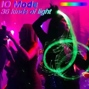 EDM 음악 축제용 LED 채찍 조명 충전식 라이트 업 댄스 360 도 회전 섬유 픽셀 6ft