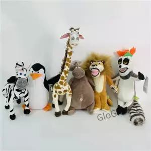 20-35cm 마다가스카르 플러시 펭귄 동물 사자 알렉스 얼룩말 마티 기린 하마 글로리아 Pelucia Brinquedo