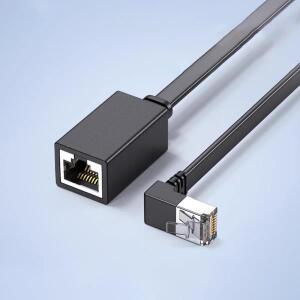 10G RJ45 수-암 어댑터 코드 90도 플랫 우측/좌측 각도 엘보 네트워크 와이어 CAT7 연장 케이블