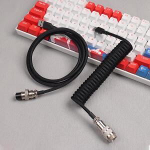 LANO 8 색 금속 비행가 커넥터 GX16 USB to Tpye C 키보드 나선형 케이블 PC 데스크 액세서리 Pc
