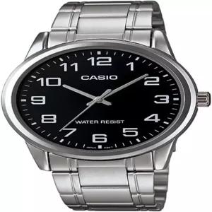 Casio MTP-V001D-1B 남성용 스탠다드 스테인리스 스틸 이지 리더 블랙 다이얼 시계