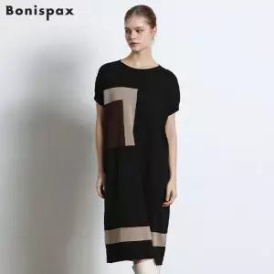 [보니스팍스(Bonispax)] 배색 롱 니트 원피스 (택가격 139000원)