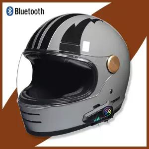 바이크 오토바이헬멧 하이바 빈티지 스타일 풀페이스 오토바이 헬멧 - DOT 안전 인증을 받은 Bluetooth 지