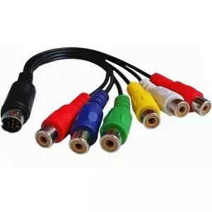QIEIEI 10핀 및 비디오 DIN 케이블 S-Video to 6RCA 암 RGB 컴포지트 컴포넌트 컨버터 30cm