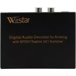 Wiistar Toslink 스위치 3x1 디지털 광학 오디오 아날로그 RCA 지원 3.5mm 5.1제5.1장CH LPCM2.0 DTS