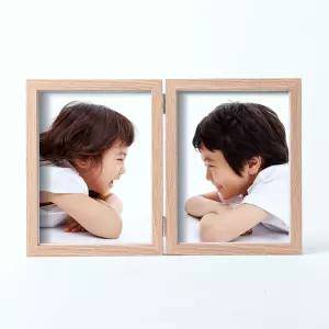 GPIC 2단 접이식 스탠드 나무 사진 액자 6X8 유리원목멀티액자 책상테이블꾸미기 포토우드프레임
