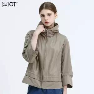 [르오트(LeOT)] 천연양가죽 핀턱 반후드 재킷- 사이즈 55~77다양