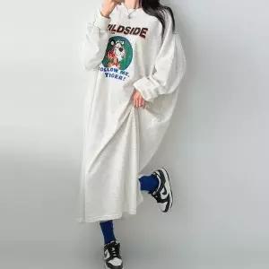 [하프클럽/]빅사이즈 609 입술타이거박시원피스 DNMY550