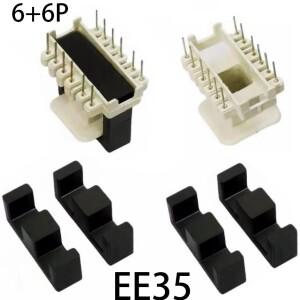 EE35 6+6 핀 12P MN-ZN PC40 수직 수평 변압기 고주파 페라이트 자기 코어 코일 플라스틱 전 보빈