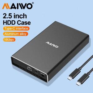 MAIWO 10Gbps 2.5인치 외장 하드 드라이브 케이스 알루미늄 스틸 2.5'' Type-C to HDD/SSD 공구 없이 설치