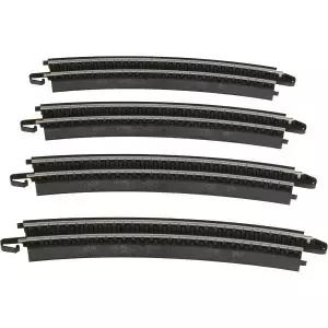 Bachmann 트레인 22인치 반경 곡선 트랙 4PK 강철 레일 - 도로 바닥 HO 스케일 스냅핏 E-Z 4/카드 검은색