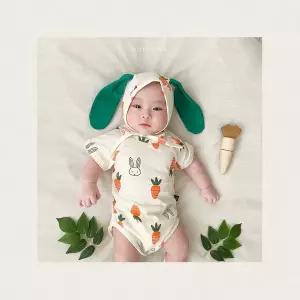 [] 야채슈트set(반팔바디슈트+보넷) 신생아 아기슈트 돌촬영