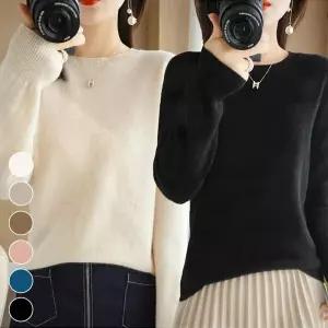 [하프클럽/]슬림핏 라운드넥 니트티 가을 겨울 골지 상의 데일리 풀오버