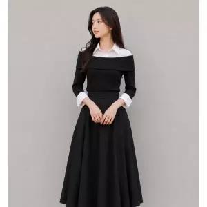 [JJ지고트](천안아산점)카라 셔츠 배색 티블라우스 GS9N0BL351