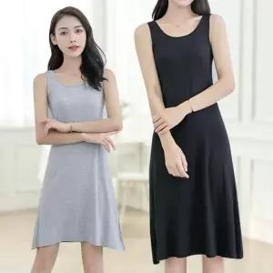 미니원피스 모달 여름원피스 라운드 프릴 원피스 스커트 스판 미디 나시