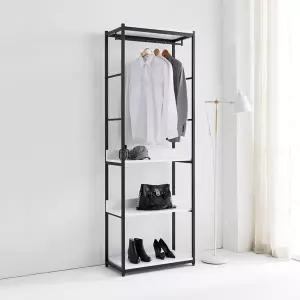 가구샘 화이트 3단 철제선반 행거시스템 수납장 B4027