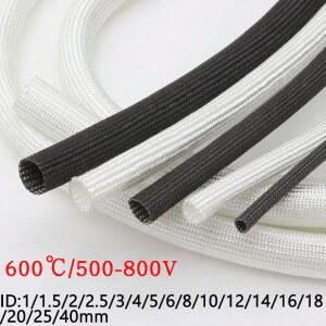 와이어 로프 화이트 블랙 600 Deg 유리 섬유 튜브 1mm 40mm 고온 화학 슬리브 소프트 파이프 보호기 브레이드 보호대
