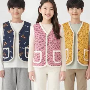 아동조끼/주니어조끼/어린이/초등학생/꽃무늬/플라워/양털/꽃베스트/경량/누비/누빔/남아/여아/키즈/할미/할매/촌캉스/김장/캠핑