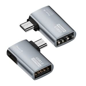 OTG 어댑터 4K 90도 왼쪽 각도 전원 공급 마이크로 USB-USB (TV 태블릿 Fire TV Stick용)
