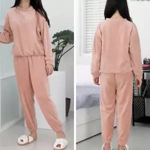 여성용 겨울 극세사 수면잠옷 상하의세트 핑크 바지 플리스 보온
