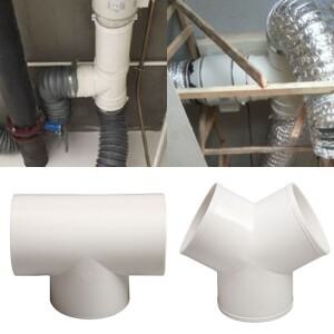 100/150/200mm 덕트 T/Y 커넥터  환기 튜브 조인트 커플러 3 가지 방법 분배기 PVC 배기관 피팅