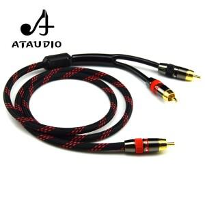 ATAudi 호환O HIFI 단일 RCA-듀얼 RCA 서브우퍼 오디오 케이블 순수 구리 1개 서브-2 분배기 Y