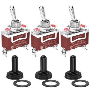 3PCS 30A 방수 토글 스위치 12V ON Off 3 핀 SPDT 볼트 DC 웨이 (자동차 용 부트 캡 커버 포함)