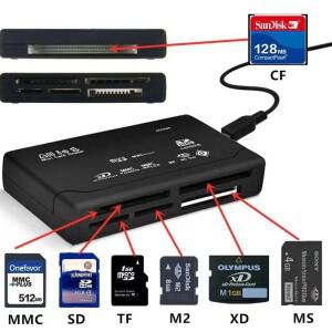 USB 외부 미니 SDHC M2 MMC XD CF 읽기 및 쓰기 플래시 메모리 카드  용 21 종류의 리더기