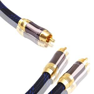 하이파이 서브우퍼 Y 케이블 (외경 8.0mm) RCA 1 수컷 2 수컷 오디오