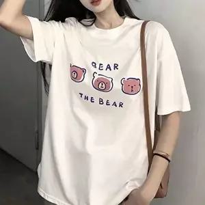 데일리룩 귀여운 곰돌이 캐릭터 반팔티 캐주얼 데일리티셔츠