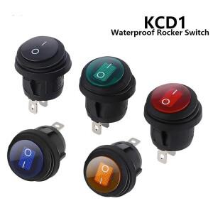 1Pcs on/off SPST 라운드 방수 보트 LED 로커 스위치 라이트 12V 220V 전원 버튼 on off тумблер л