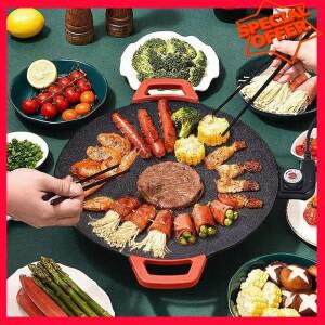 [호환품]-ESTR 전기 철판 무연 바베큐 그릴 베이킹 트레이 Nonstick 요리 팬 팬케이크 메이커 EU 플러그