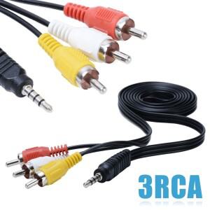 전문 스피커 오디오 비디오 어댑터 와이어 3.5mm 잭-3 RCA AV 케이블 AUX 1M