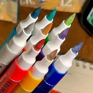 소프트 메탈릭 아크릴 페인트 마커펜 12색/메탈/텍스처/DIY/커버력/메뉴판/칠판/유리/종이/보드/낙서/그림
