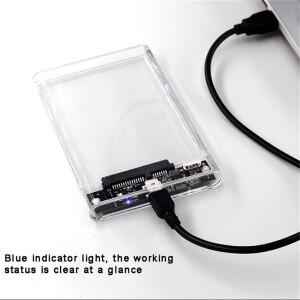 투명 HDD 케이스 인클로저 2.5인치 SSD SATA-USB2.0 Type-C 어댑터 휴대용 외장 하드 드라이브 박스 도구가