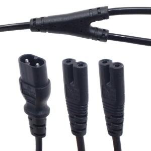 IEC320 C8 - 2X C7 Y  AC 전원 코드 IEC 그림 8 수 2 암 1 입력 출력 케이블 30CM 검정색