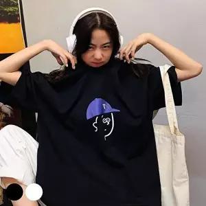 데일리룩 박스티 오버핏 얼굴 개성있는 프린팅 캐릭터티