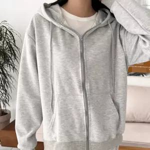여자 긴팔 후드 집업 재킷 여성 봄 가을 기본 베이직 데일리 캐주얼 무지 일상 실내 실외 활동 단체 간절기