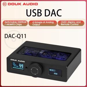 Douk Audi 호환o HiFi ESS9038Q2M+AK4493 USB DAC 오디오 어댑터 COAX/OPT 디지털-아날로그 변환기 DSD256