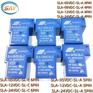 1PCS 전원 릴레이 SLA-05VDC-SL-A -C T90 30A 4/5/6PIN 5V 12V 24V 48V 시간