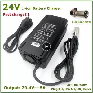 24V 고속 충전기 출력 29.4V5A 전기 자전거 휠체어 리튬 배터리 충전기 24V 리튬 이온 배터리 XLR 커넥터 3