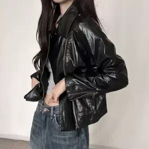 레더자켓 여자 블랙 데일리 심플 슬림핏 라이더 자켓