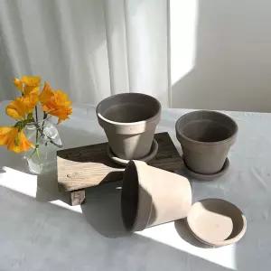 이태리 바소 모카 EV13x12cm+R11 받침 3개 셋트장식화분 디자인 기본형 실내 식물 인테리어 소품 정원 꾸미