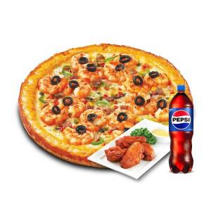 (미스터피자) 쉬림프골드M+핫윙4+콜라1.25L