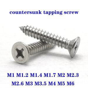 10-100pcs 십자형 카운터 싱크 플랫 헤드 셀프 태핑 나사 M1/1.2/1.4-M6 스테인레스 스틸 필립스 호환 가구
