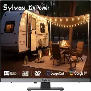 SYLVOX QLED RV TV DVD 플레이어 내장 22인치 캠핑용 12V 1080P 스마트 AC/DC 전원 9-32V 광범위 전압 지원